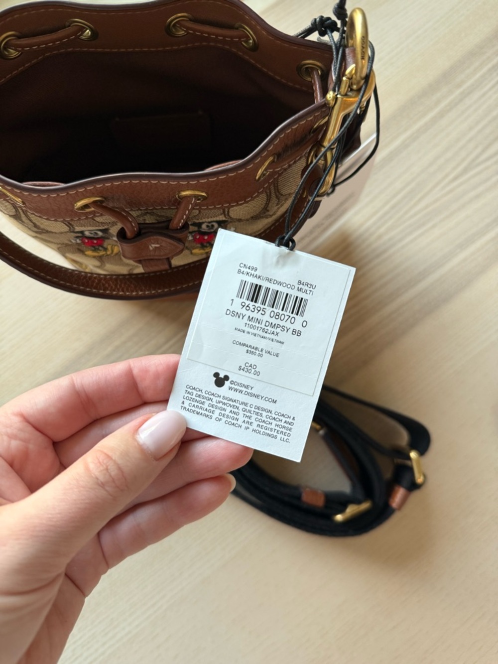 Coach x Disney Brown Mickey Canvas Bucket Bag - Picture 2 of 9